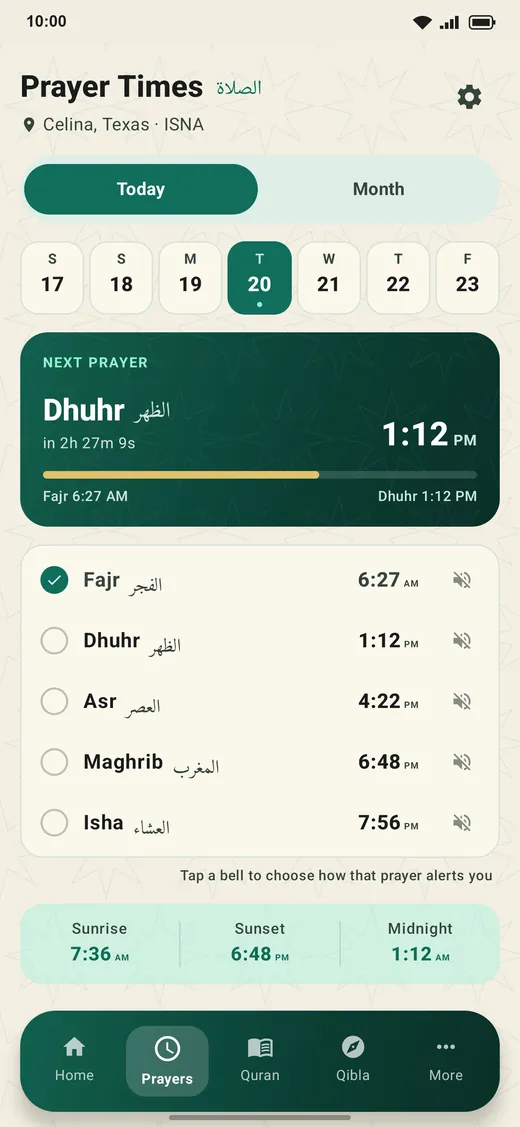 Prayer times